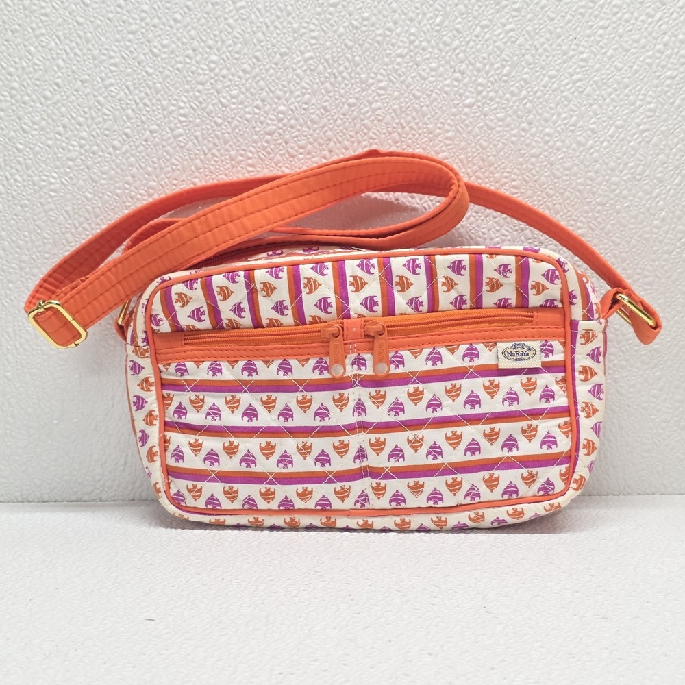 NaRaYa White Orange Purple Fish Shoulder Bag Purse Beach Vacation